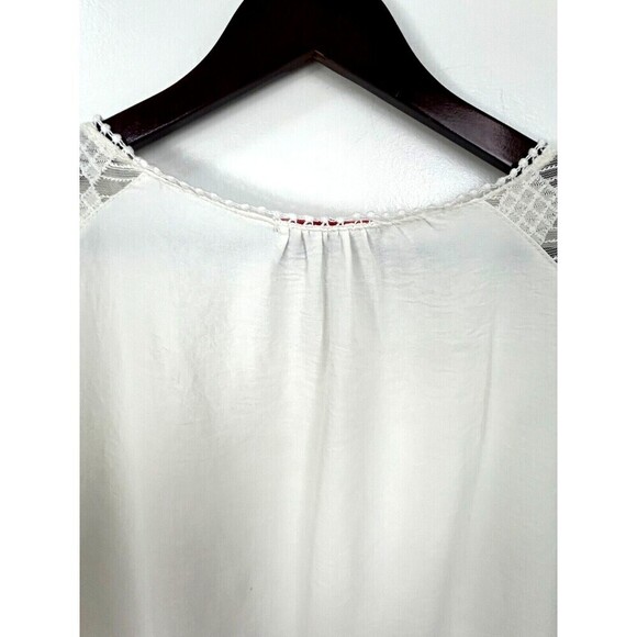 Hailey & Co Womens Sz M Tank Top Cream Ivory Blouse Flowy Embroidered Lace H2 - Picture 9 of 12
